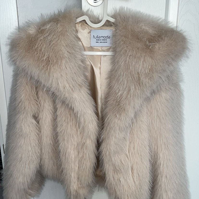 Bej Kadın Midi Suni Kürk Ceket - Görsel 2