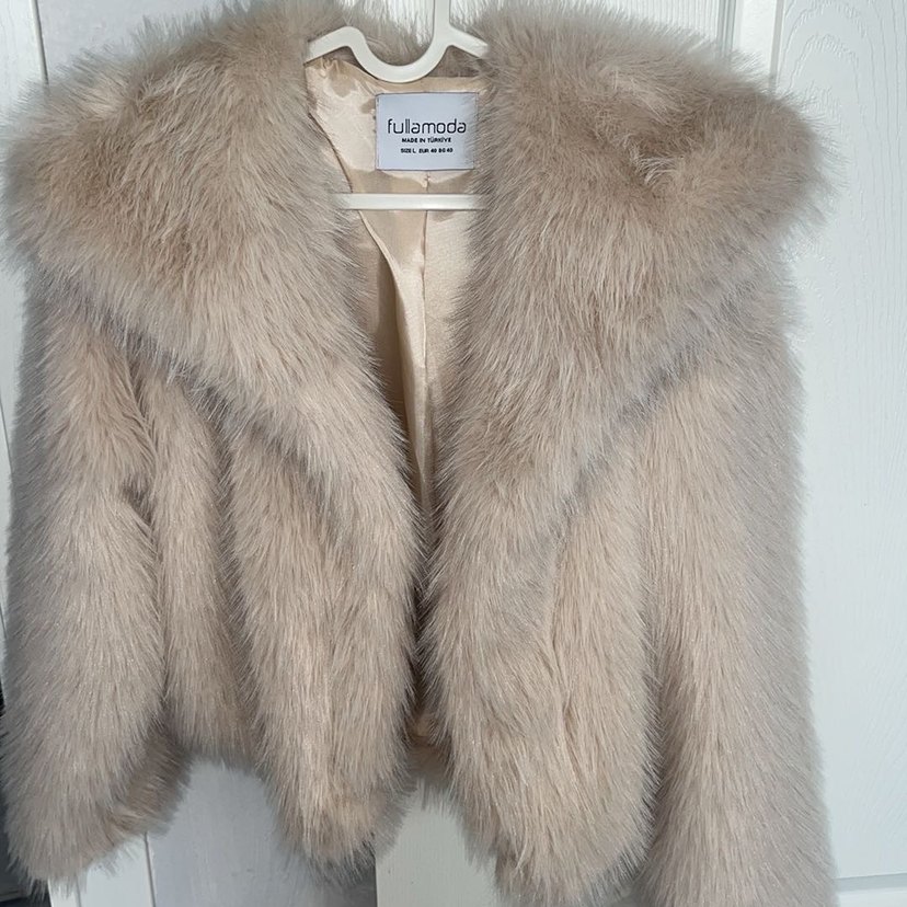 Bej Kadın Midi Suni Kürk Ceket - Görsel 3