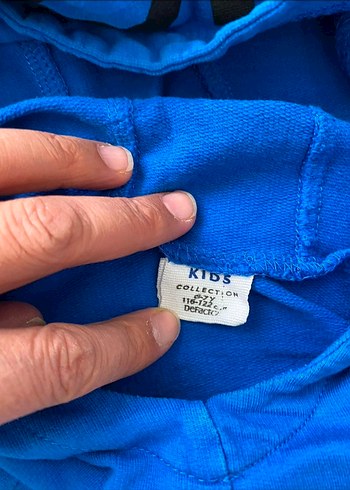 Kapüşonlu Mavi Erkek Sweatshirt - Görsel 3