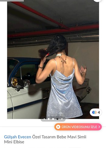 Diğer Gülşah Evecen Bebe Mavi Simli Mini Elbise