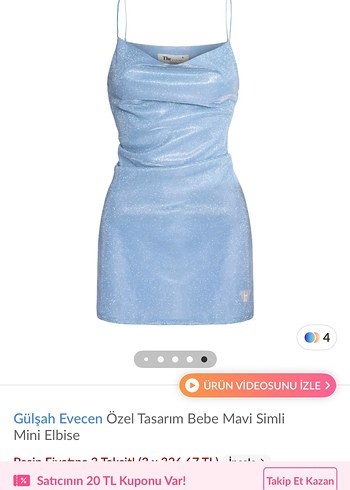 s Beden Gülşah Evecen Bebe Mavi Simli Mini Elbise