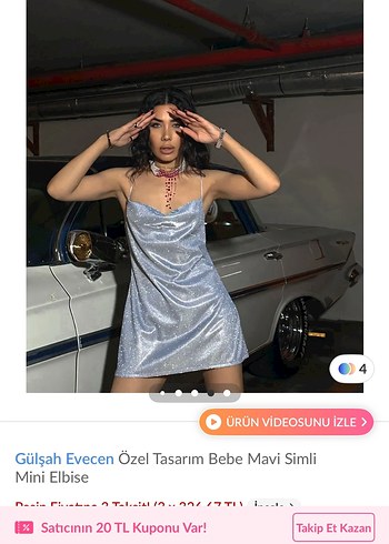 s Beden mavi Renk Gülşah Evecen Bebe Mavi Simli Mini Elbise