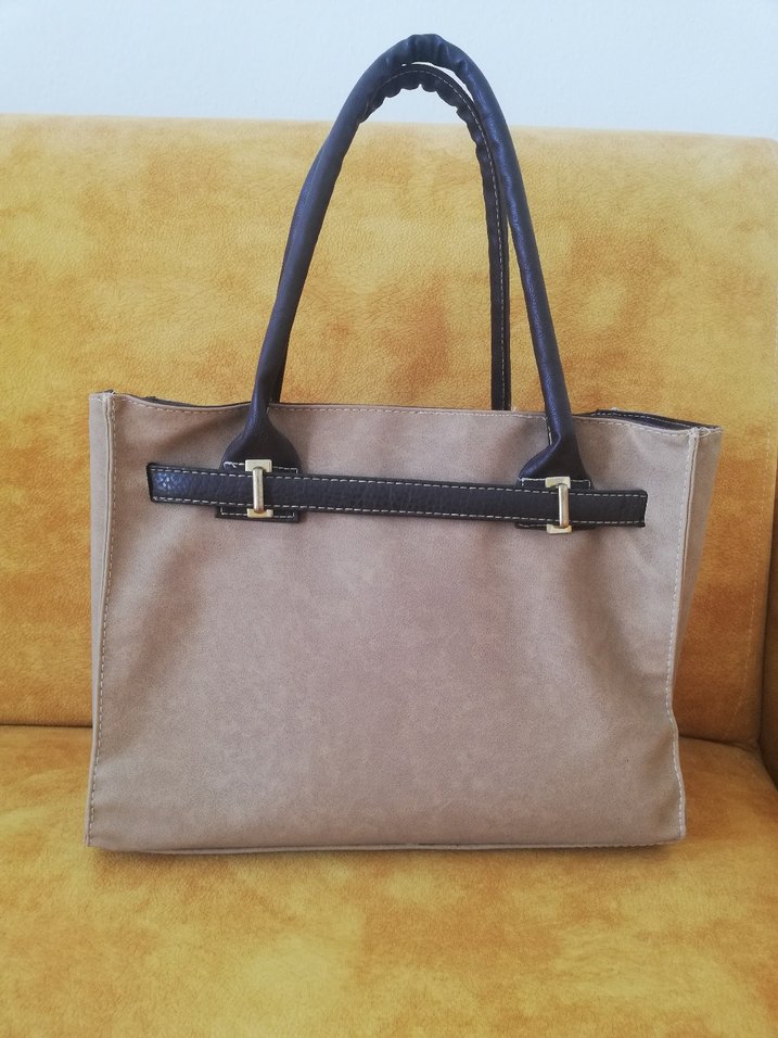 Bej Süet Kadın Çanta Tokalı - Görsel 2