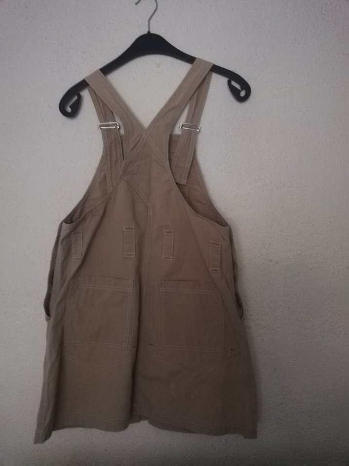 Bej rengi mini  Kadın Salopet - Görsel 4