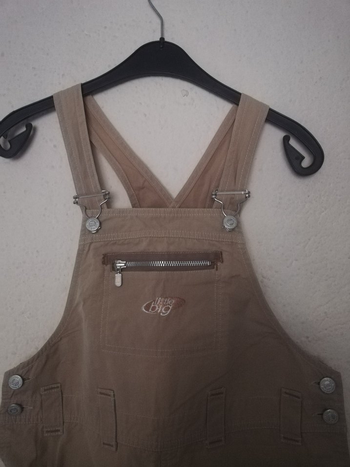 Bej rengi mini  Kadın Salopet - Görsel 3