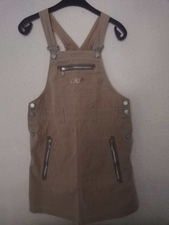 Bej rengi mini  Kadın Salopet - Görsel 2