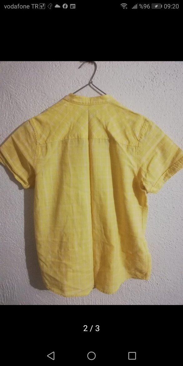 Erkek Çocuk Sarı Kısa Kollu Keten Gömlek - Görsel 2
