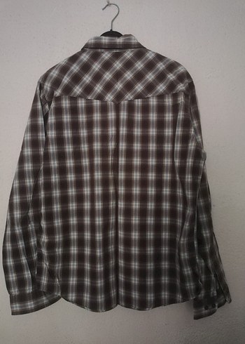 Düğmeli Kahverengi Kareli Erkek Gömlek - Görsel 3