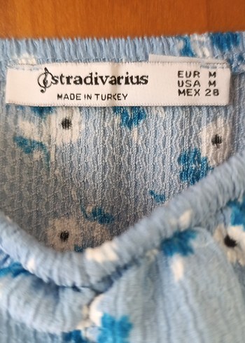 m Beden mavi Renk Mavi Çiçek Desenli Denim Midi Elbise