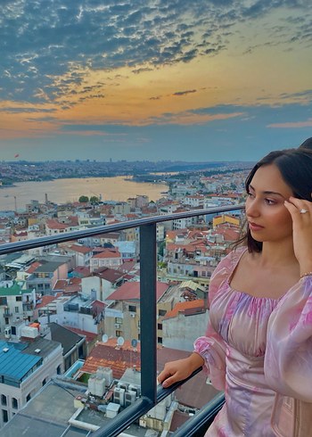 s Beden Parlak Pembe Midi Bohem Elbise