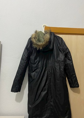 l Beden yeşil Renk Fermuarlı Uzun çift taraflı mont