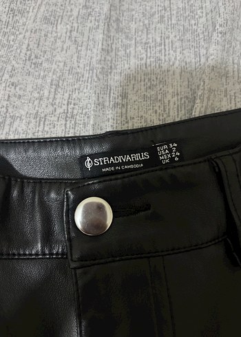 Siyah Deri Kadın Pantolon - Görsel 4