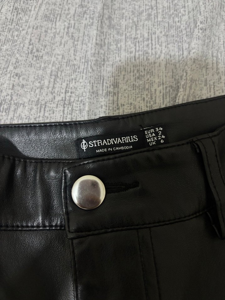 Siyah Deri Kadın Pantolon - Görsel 4