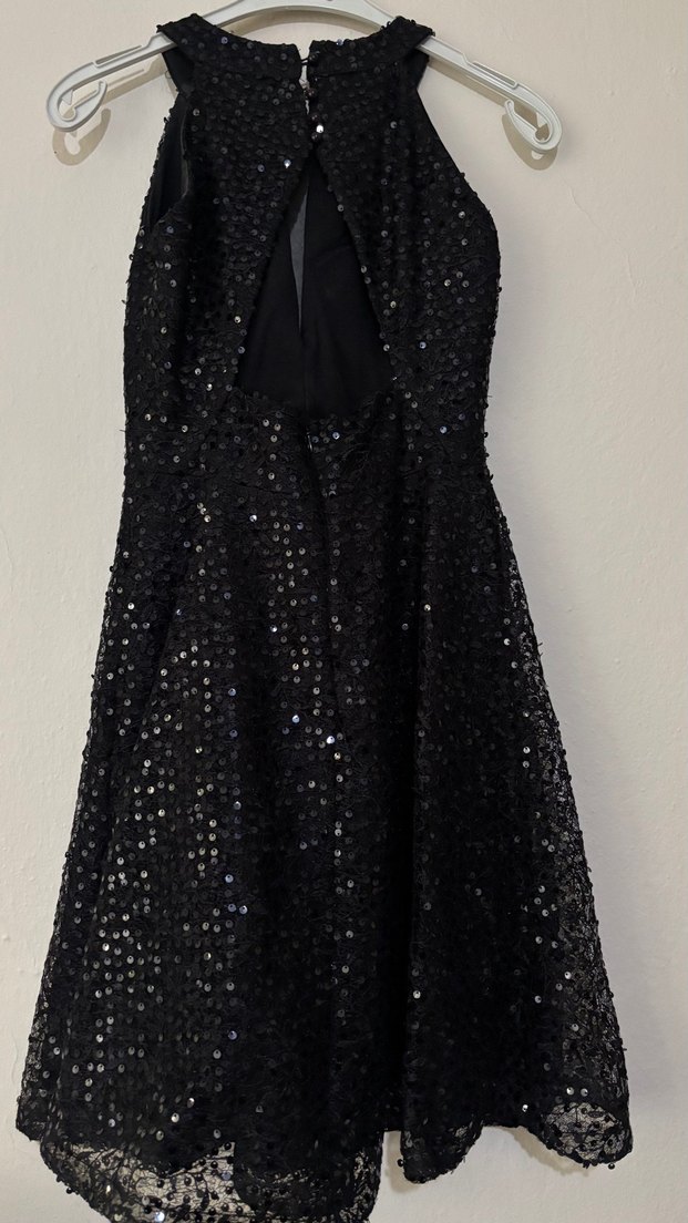 Nakışlı Siyah Midi Abiye Elbise - Görsel 3