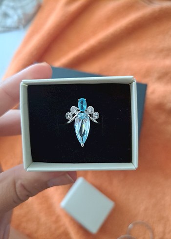 925 ayar Mavi Topaz Yuzuk