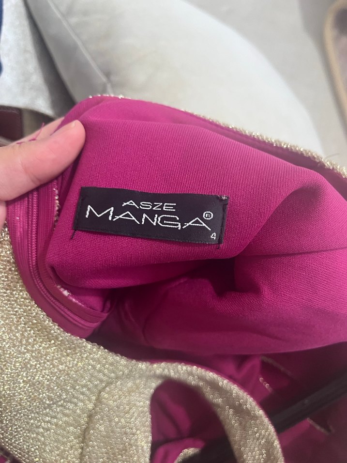 Uzun Kollu Dantel Detaylı Pembe Abiye Elbise - Görsel 3