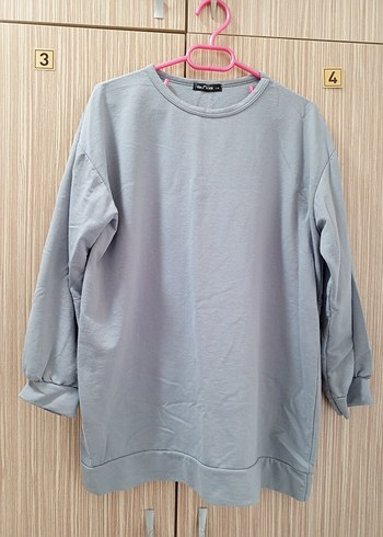 Gri Uzun Kollu Salaş Kadın Sweatshirt