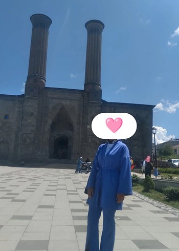 l Beden mavi Renk Mavi Uzun Kol kuşaklı Kadın ceket pantolon takım