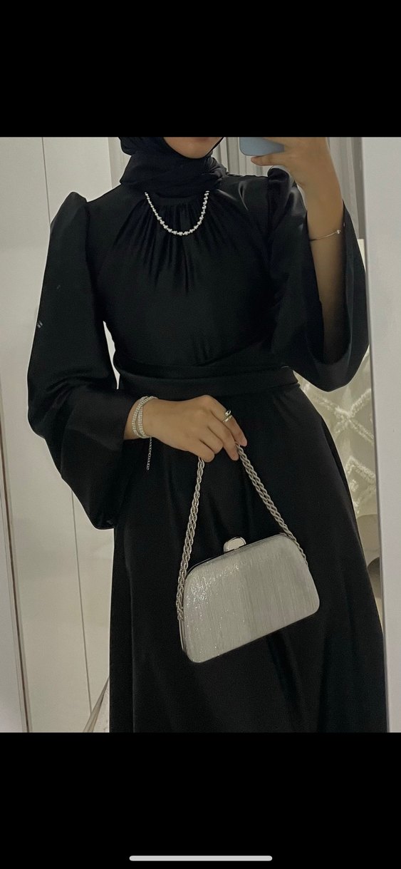 Siyah Uzun Kollu Gotik Kadın Elbise - Görsel 2