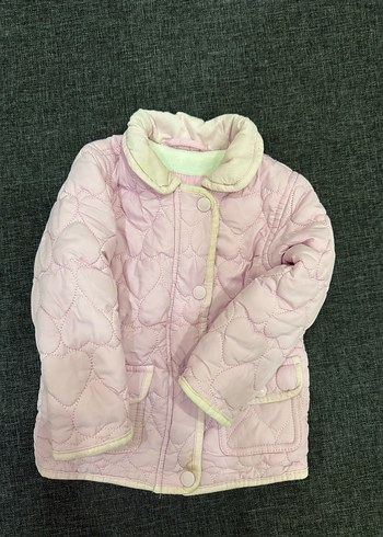 12-18 Ay Beden Düğmeli Pembe Kız Çocuk Kaban