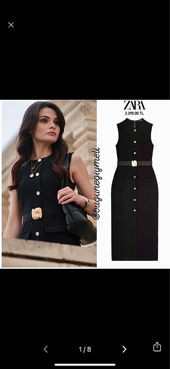 Zara Zara alya albora elbisesi altın kemerli