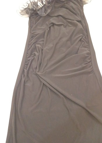 Uzun Siyah Straplez Gotik Abiye Elbise - Görsel 3