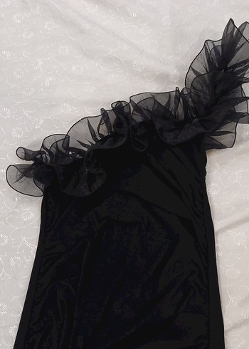 Uzun Siyah Straplez Gotik Abiye Elbise - Görsel 2