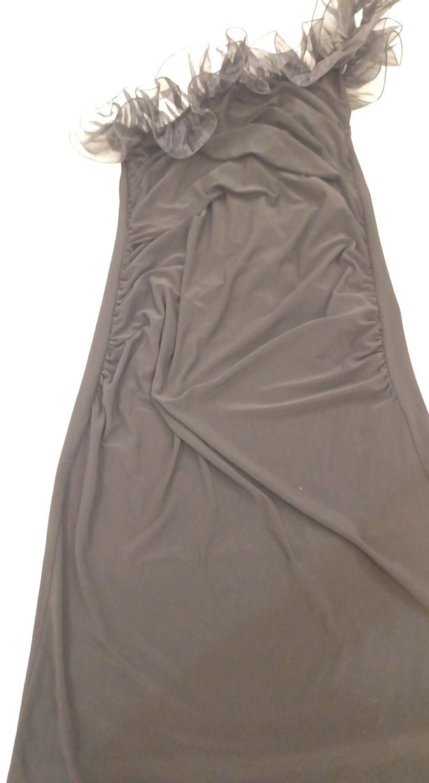 Uzun Siyah Straplez Gotik Abiye Elbise - Görsel 3