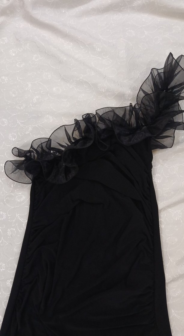 Uzun Siyah Straplez Gotik Abiye Elbise - Görsel 2