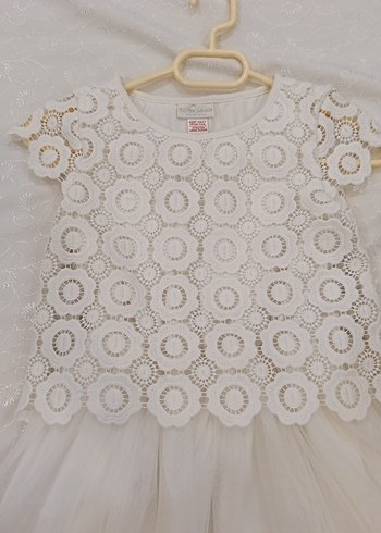 Kız Çocuk Beyaz Dantel Detaylı Elbise - Görsel 3