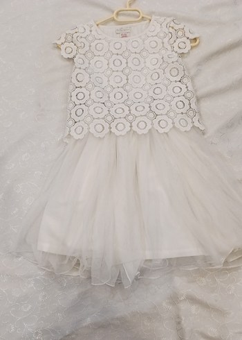 Kız Çocuk Beyaz Dantel Detaylı Elbise - Görsel 2