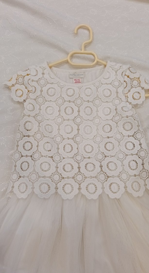 Kız Çocuk Beyaz Dantel Detaylı Elbise - Görsel 3