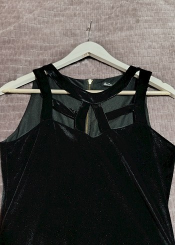 Siyah V Yaka Uzun Gotik Abiye Elbise - Görsel 3