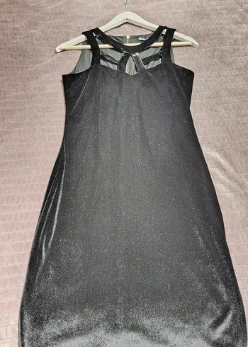 Siyah V Yaka Uzun Gotik Abiye Elbise - Görsel 4