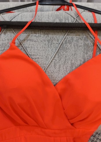 Kırmızı Drapeli Uzun Abiye Elbise - Görsel 6