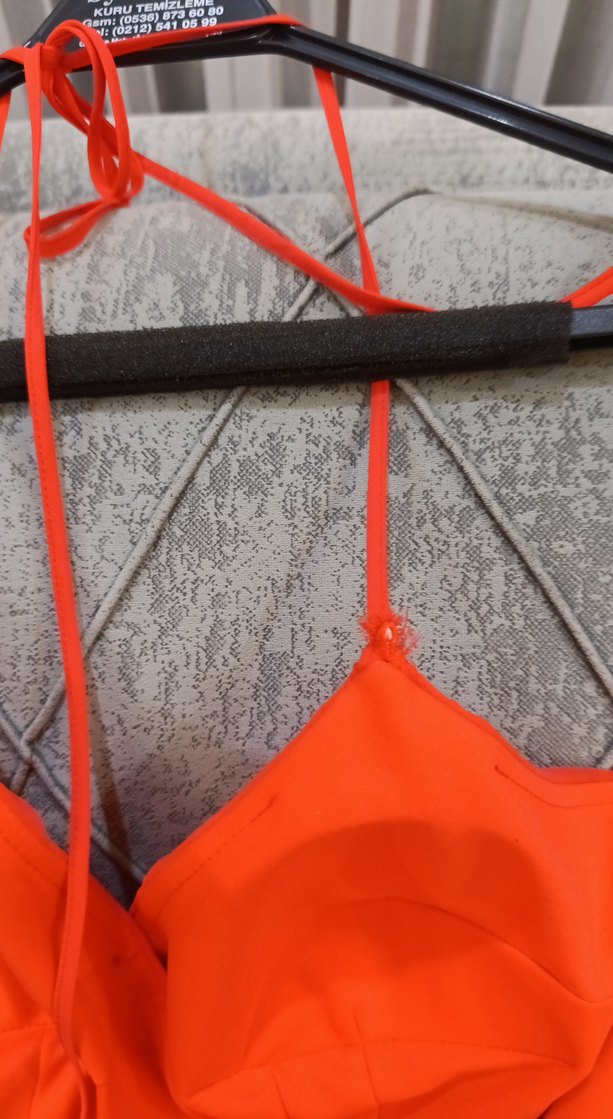 Kırmızı Drapeli Uzun Abiye Elbise - Görsel 5