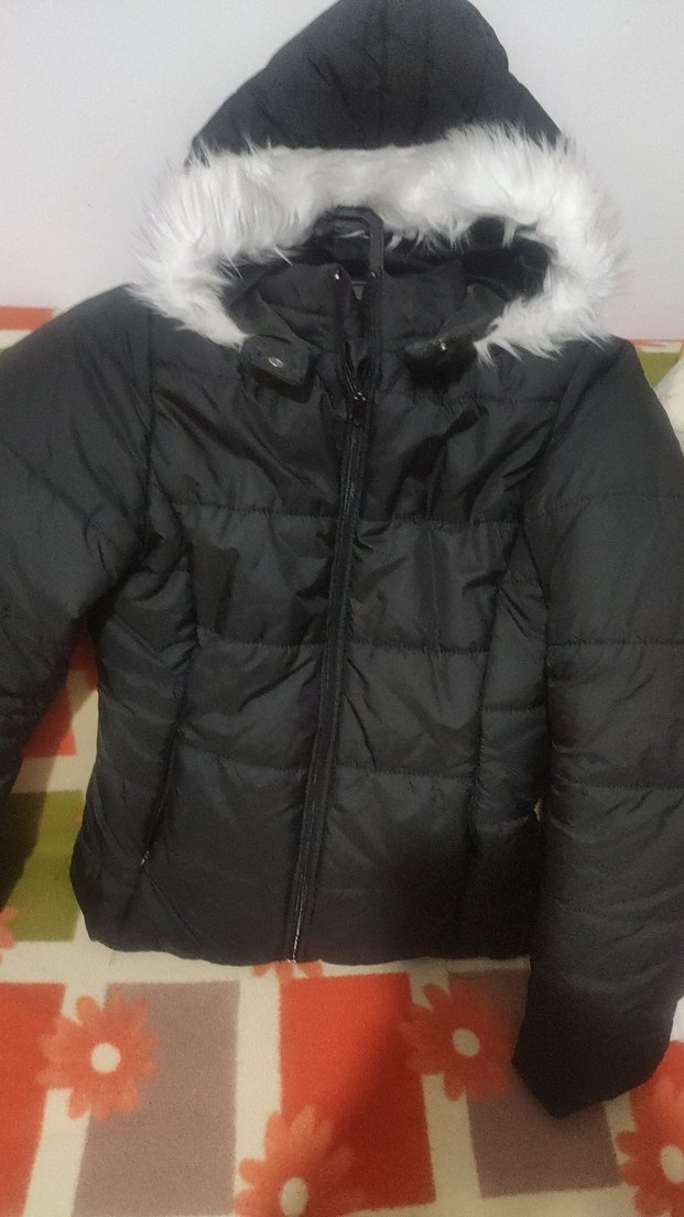 Siyah Kürklü Kadın Kışlık Mon - Görsel 2