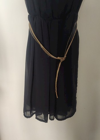 cocuk  lacivert Midi Kemerli Kadın Elbise - Görsel 3