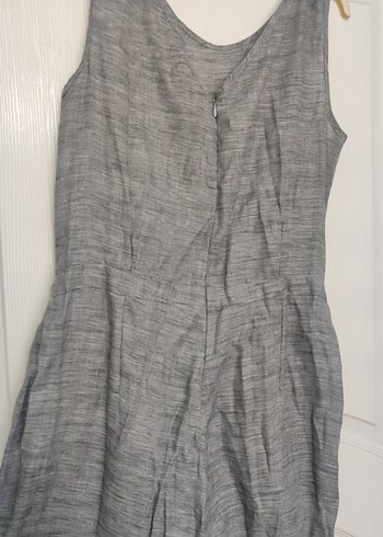 Kadın Gri Keten Salaş Tulum - Görsel 3