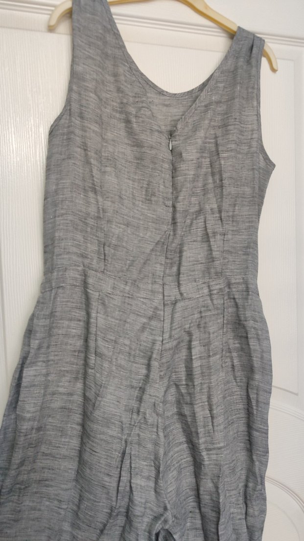 Kadın Gri Keten Salaş Tulum - Görsel 3