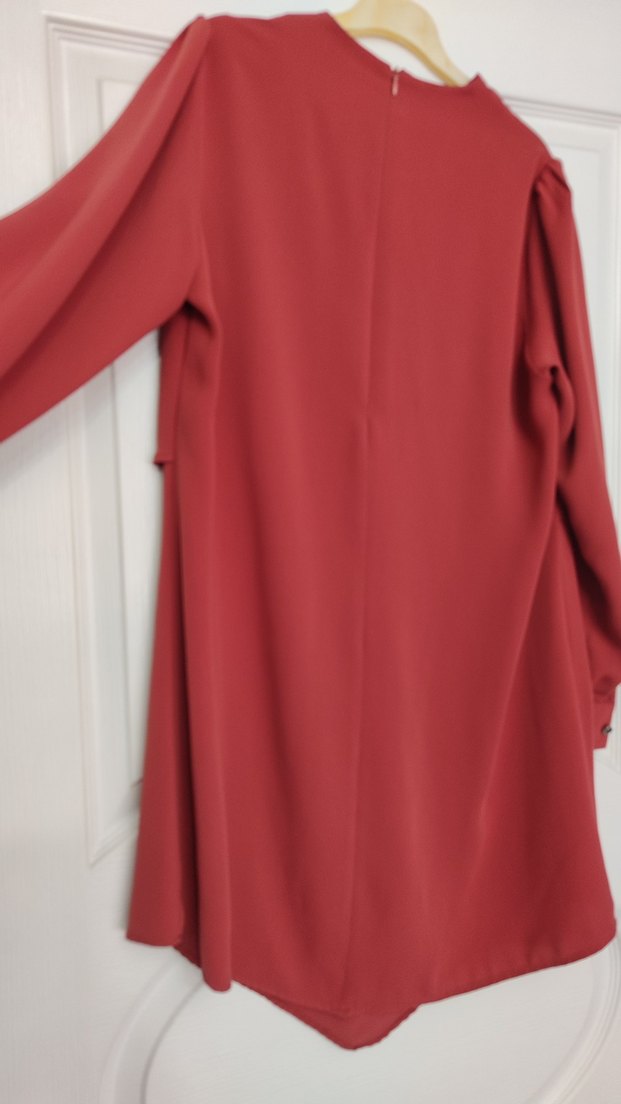 kiremit rengi Uzun Kollu Kadın Tunik - Görsel 3