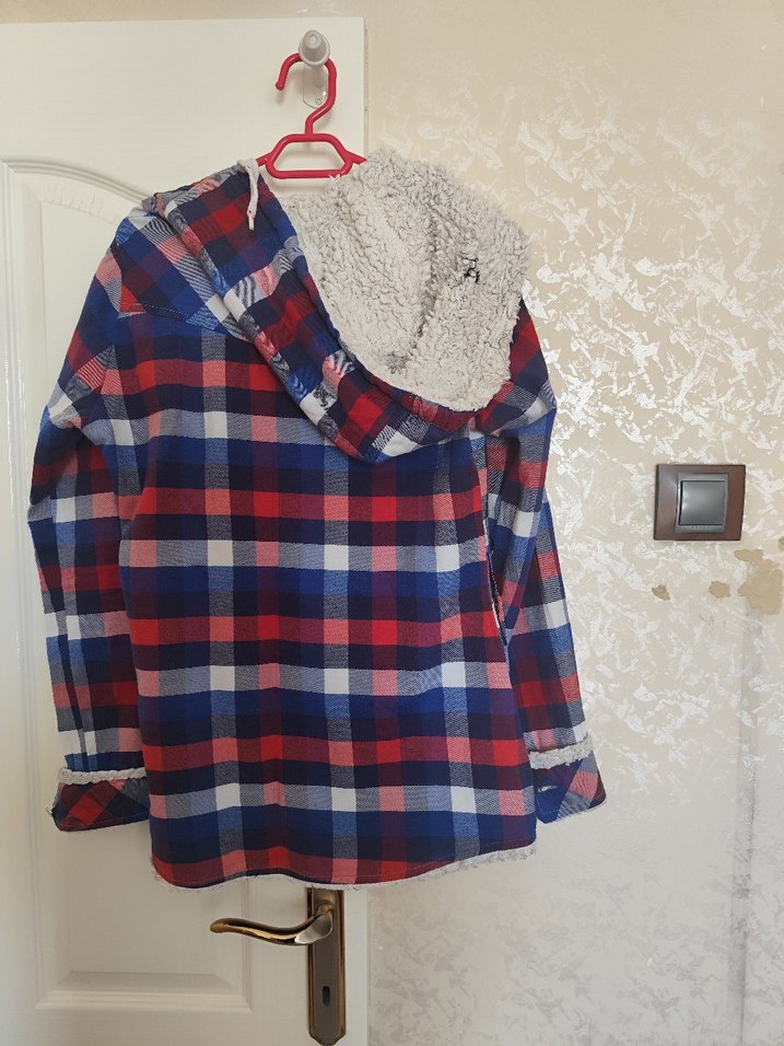 Düğmeli Kadın Ekose Gömlek - Görsel 2