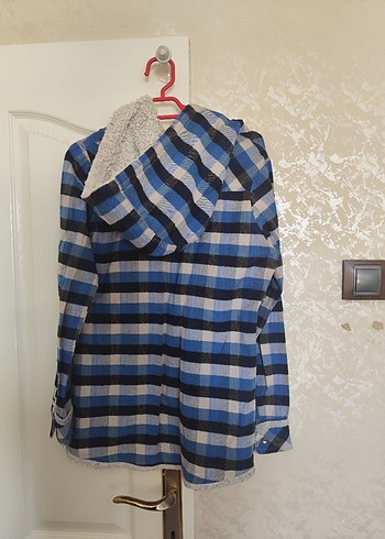 Gri Mavi Kareli Pamuklu Kadın Gömlek - Görsel 2