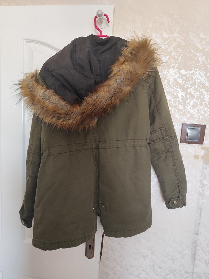 Gri Kadın Suni Kürklü Mont - Görsel 2