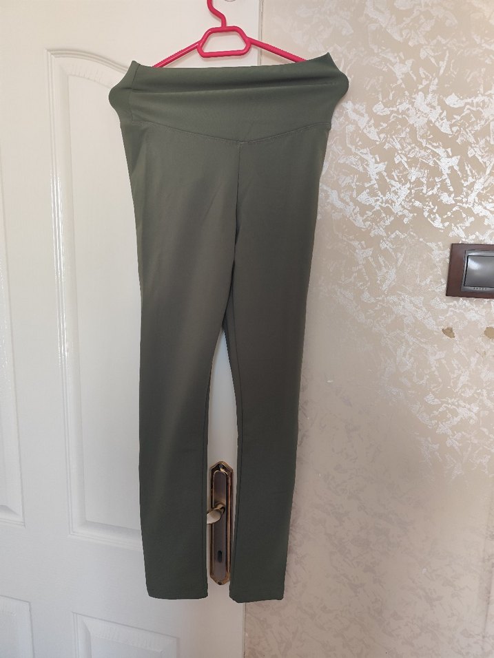 Gri Midi Kadın Tayt, Kemerli, Sokak Stili - Görsel 2