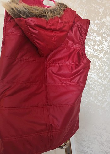 Kürk Detaylı Kırmızı Kadın Yelek - Görsel 3