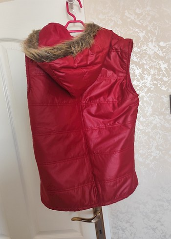 Kürk Detaylı Kırmızı Kadın Yelek - Görsel 2