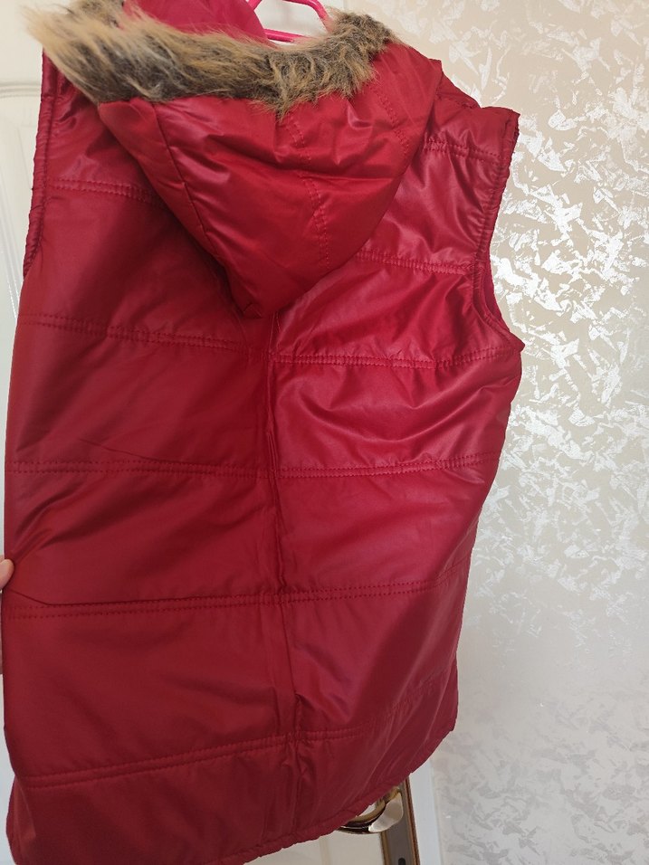 Kürk Detaylı Kırmızı Kadın Yelek - Görsel 3