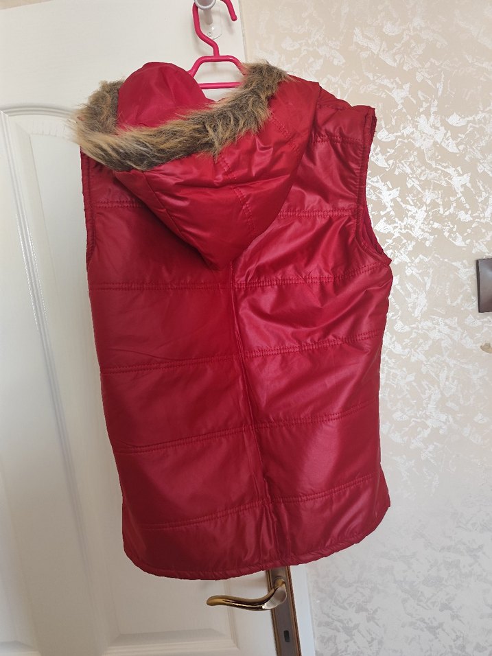 Kürk Detaylı Kırmızı Kadın Yelek - Görsel 2