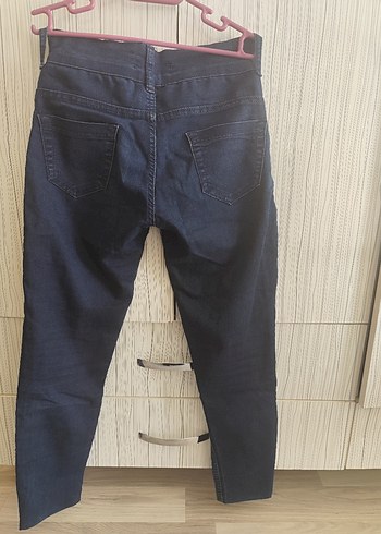 Parlak Lacivert Normal Boy Kadın Kot Patolon - Görsel 5